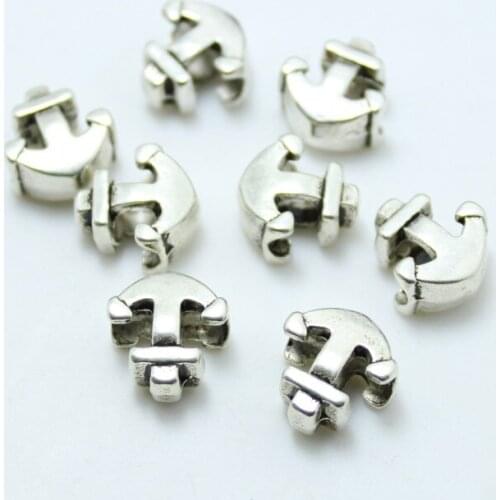 Wholesale 10Pcs/Lot 13*12mm Antique Silver plated Anchor Alloy Beads Diy Jewelry Findings Accessories