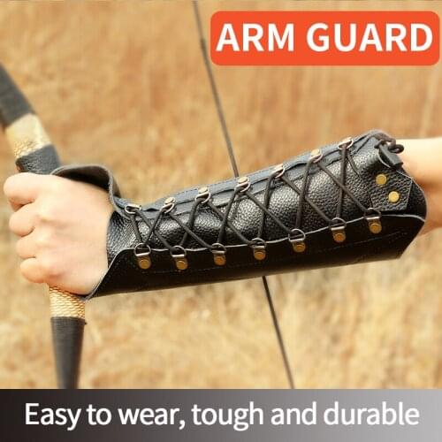 Archery Adjustable Straps Cowhide Hunting Shooting Protection Lightweight Accessories Arm Guard Protective Gear