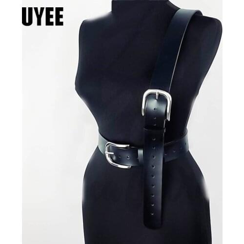 UYEE PU Leather Harness Chest Strap Women Lingerie Harajuku Body Bondage Belt Neck Harness Sexy Underwear Wide Suspenders
