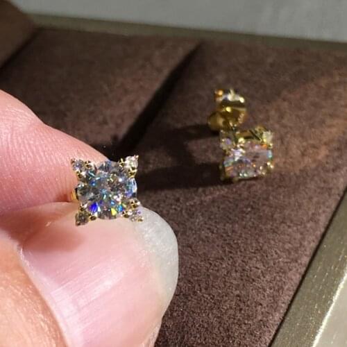 Rose Gold Silver Color Crystal Earrings Shining White Round Zircon Flower Stud Earrings For Women Simple Fashion Dainty Jewelry