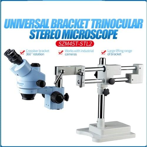 SUNSHINE SZM45T-STL2 Trinocular HD Stereo Microscope 7X-45X Big Boom Stand Universal Bracket Microscope for Mobile Phone Repair