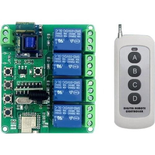 Smart Home Switch AC70-277V 4 Channel WIFI IR Control Roll Gate Jog Inching Self-Locking for Alexa Google Home