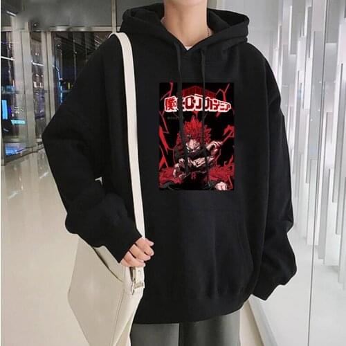 Harajuku Japan My Hero Academia Anime Eijiro Kirishima Hoodies Women Fashion Winter Warm Oversized Streetwear Fashion Sweatshirt