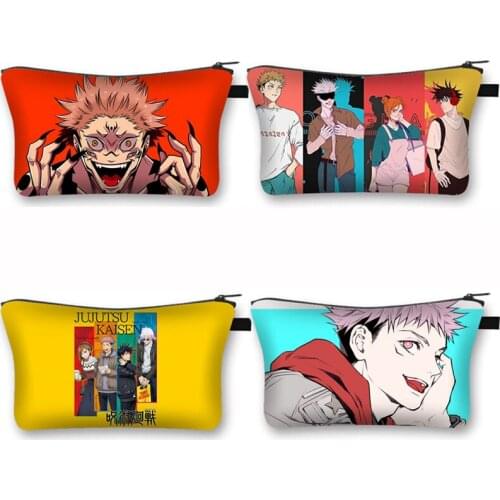 Japan Anime Jujutsu Kaisen Yuji Itadori Cosmetic Bag Canvas Teenager Makeup Bags Children Toiletry Bag Mini Lipstick Bags Gift