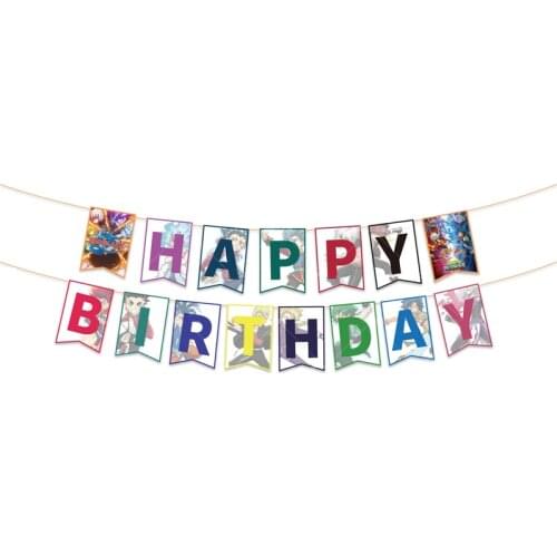 1set/lot Beyblade Brust Theme Hanging Banner Decorations Kids Boys Favors Baby Shower Events Party Bunting Happy Birthday Flags