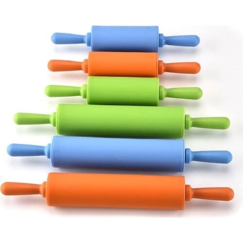 1PCS Silicone Rolling Pin Colorful Dough Roller Pastry Tool Cake Fondant Paste Stick Baking Mold Kitchen Gadgets Cooking Tools
