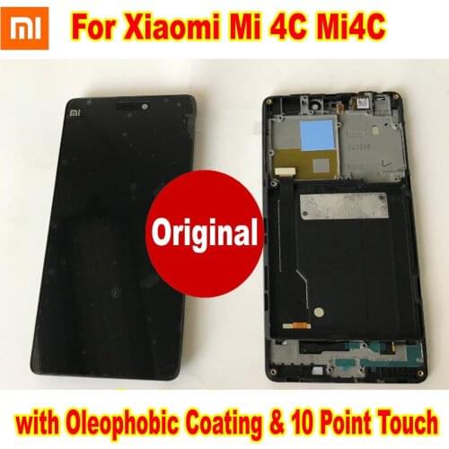 100% Original New Sensor For Xiaomi Mi4C Mi 4C Mi4 Mi 4 LCD Display Touch Panel Screen Digitizer Assembly with Frame Pantalla