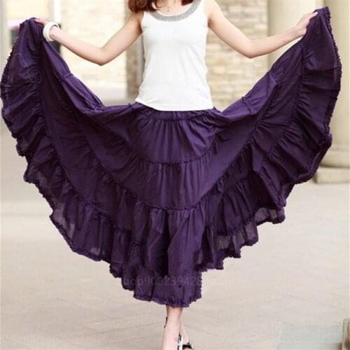 11colors Flamenco Dress Women Gypsy Spanish Bullfight Flamengo Swing Vestido High Waist Dancing Stage Performance Elegant Cotton
