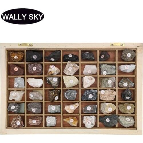 42 Pieces Natural Rock Ore Rock Specimen Primary School Geography Ore Science Teaching Instrument Specimen Collectibles With Box