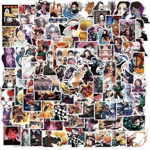 50/100PCS Anime Demon Slayer Kimetsu No Yaiba Stickers Laptop Guitar Luggage Waterproof Graffiti Sticker Decal Kid Classic Toys