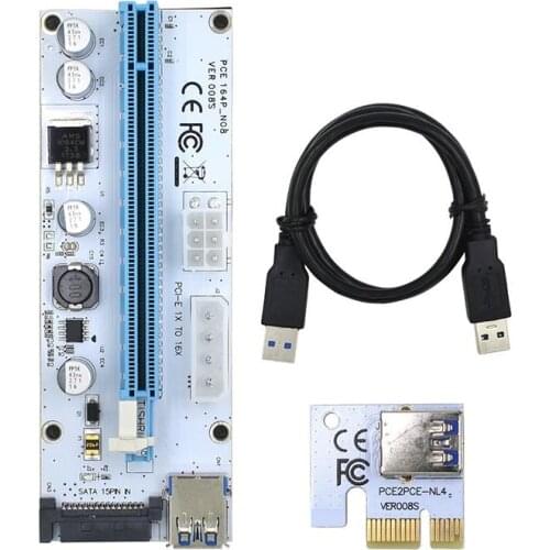 6PCS PCI-E Riser Card VER008S SATA PCIE PCI Express USB3.0 Extender Mining Miner PCI-E 1X to 16X Graphics Card Extension Cable