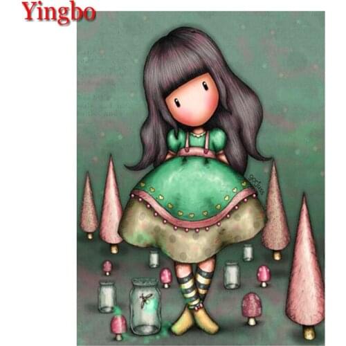Yingbo Diamond Mosaic Full Display Rhinestones Pictures Diamond Painting Cartoon girl Diamond Embroidery Hobbies And Crafts