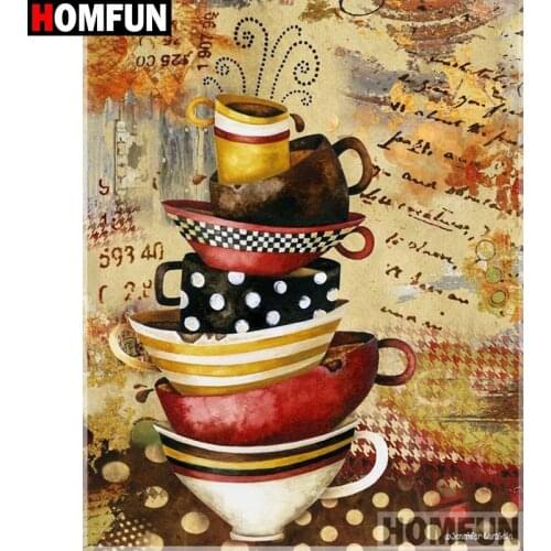 HOMFUN Full Square/Round Drill 5D DIY Diamond Painting "cup" Embroidery Cross Stitch 5D Home Decor A01017