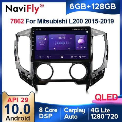 NaviFly 7862 QLED Screen 1280*720 Android 10.0 For Mitsubishi L200 5 2015 2019 Car Radio Multimedia Video Player Navigation GPS