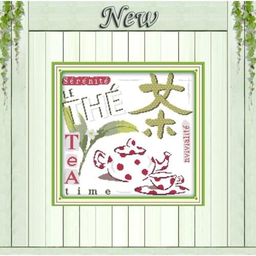 Tea culture coffee home decor painting counted print on canvas DMC 14CT 11CT Chinese Cross Stitch Needlework Set Embroidery kits
