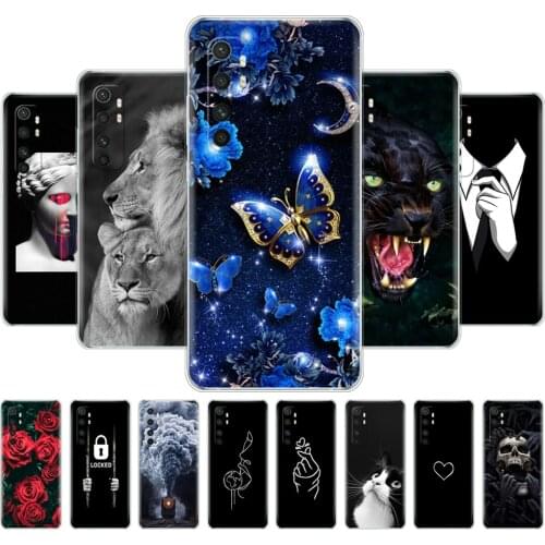 For Xiaomi Mi Note 10 Lite Case 6.47" Soft Silicon Tpu Cover Note10 Lite Phone Back Shell Note10Lite Bumper Funda animal tiger