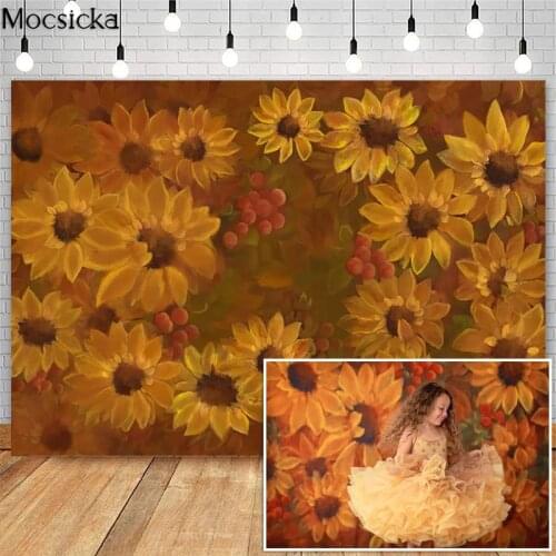 Sunflower Flowers Photography Backdrops Abstract Texture Floral Newborn Baby Kids Birthday Photocall Background Photo Studio