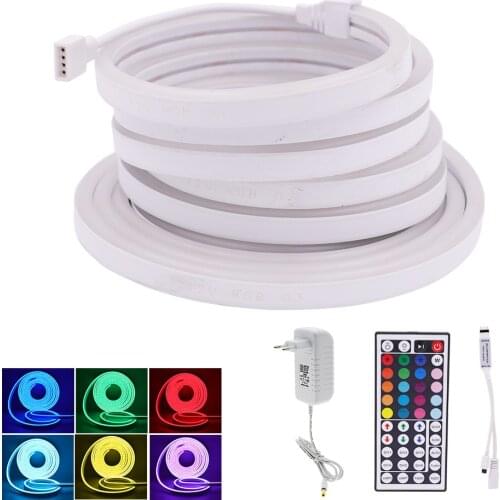 RGB LED Lights Flexible RGB Neon Strip 12V Stripe 6*12mm Neon Flex Led Ribbon Waterproof Rope Colored Light Tape For Room Decor