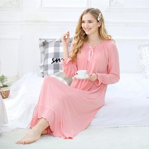 Hot Lingerie Spring Autumn Long Sleeve Home Womens Clothing Sexy Nightie Night Dress xxl Plus Size Dress Female Night Wear