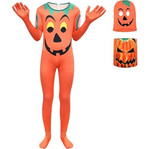 Halloween Pumpkin Costume The Wizard of OZ Pumpkin Cosplay Jumpsuit Party Amazing Fancy LED Mask Suit for 120-160cm C60689CH