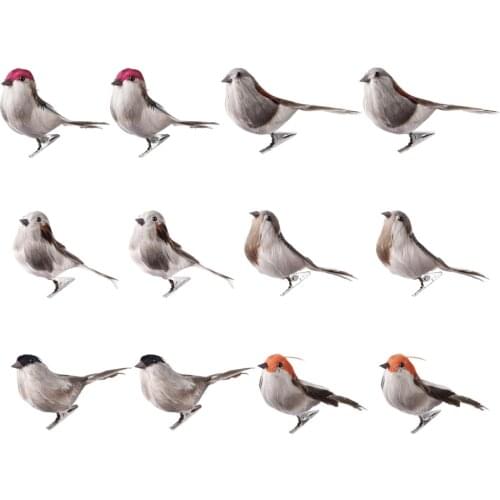 Little Bird Mini Sparrow Ornaments Wedding Decoration DIY Craft 12pcs 11cm Party Accessories Artificial Foam Feather