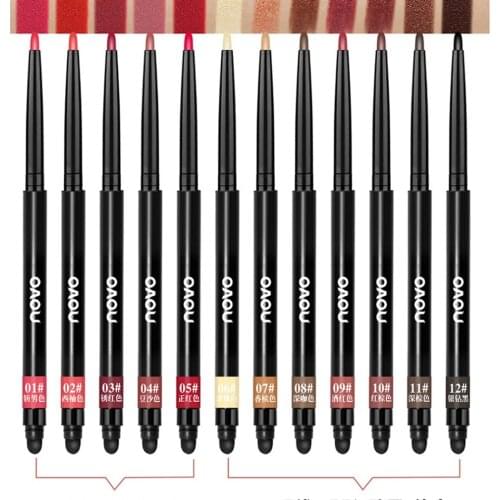 Multifunctional Beauty Pen Rotating Automatic Double Lip Liner Lying Silkworm Eyeliner Eye Shadow Pen With Sponge Head