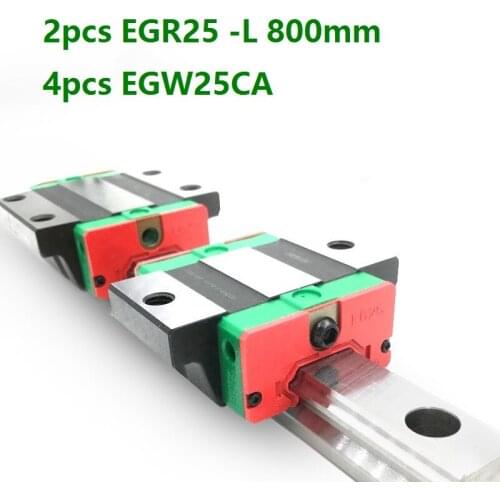 2pcs origial Hiwin rail EGR25 -L 800mm linear guide + 4pcs EGW25CA flanged carriage blocks for CNC router