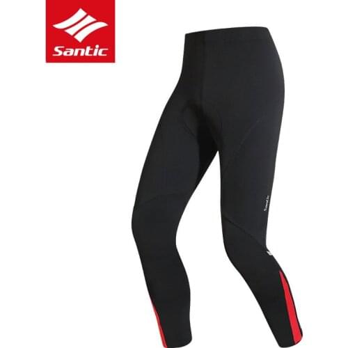 Santic Men Winter Cycling Pants Thermal Fleece Windproof Mountain Road Bike Pants 4D Padded Bicycle Long Pants Cycling Clothes