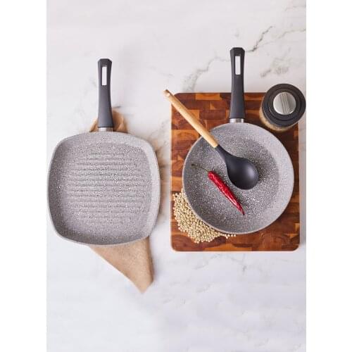Gris Bio Granit Tava ve Grill Seti