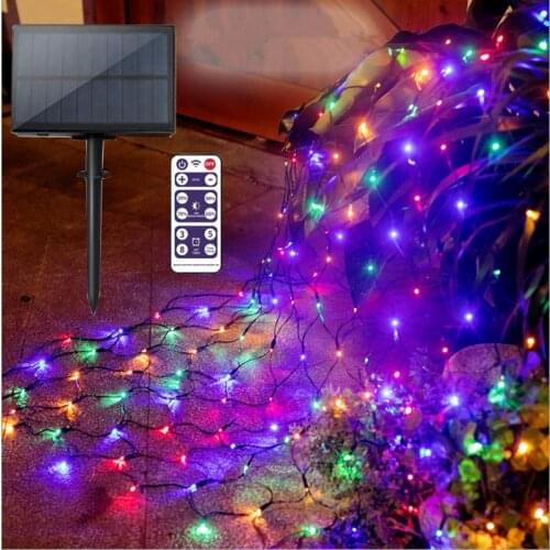 Solar Garland Lights LED For Garden Decoration String Lights With Remote Control Solar LED Lamp Waterproof For Outdoor 1.8mx1.2m