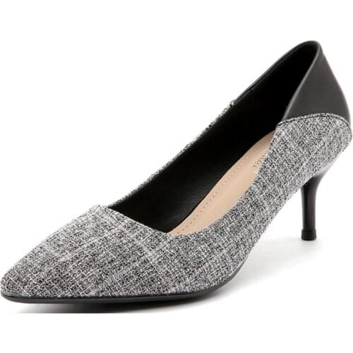 Women pumps Fashion Spell color High heels single shoes female Spring Summer Cotton Fabric wedding party shoes woman