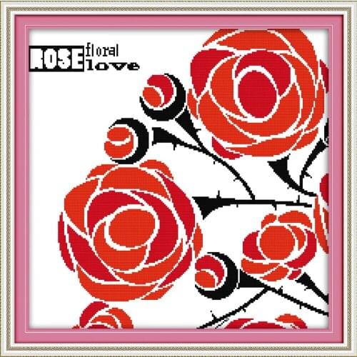Everlasting Love The Red Rose Of Love Chinese Cross Stitch Kits Ecological Cotton Stamped Printed 14CT DIY Christmas Decoration