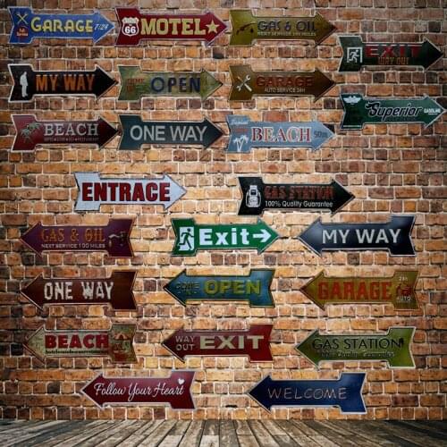 [ WellCraft ] Garage Exit Entrace Beach Arrow Signs Wall Plaque Poster Decor for House Bar Room Metal Painting HY-1704