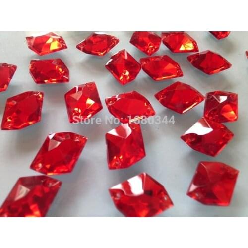 Zbroh Sew on crystal Red colour 21*16mm cosmic shape flatback gem stones acryl rhinestones strass diamond 80pcs/lot