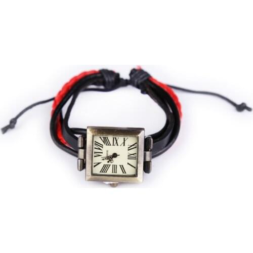 New Style Women Wristwatch Quartz Watch Hand Strap Cow Long Leather Vintage Female Roma Women Dress Watch Square Black Gifts