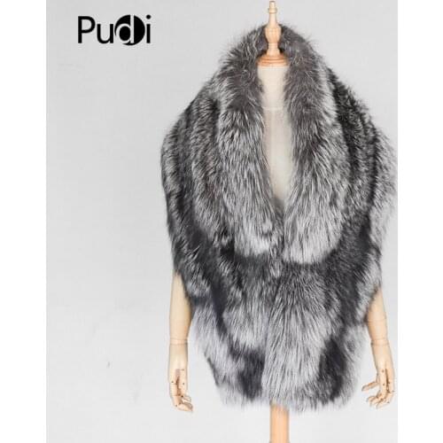 Aorice Women Real Silver Fox Fur Winter Warm Scarf Ring Collar Brand New Girls Genuine Fox Fur Scarves Rings Collars SF853