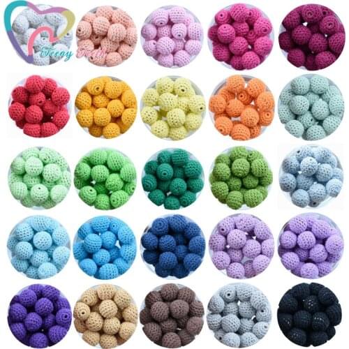 10 PCS 16 MM Baby Accessories Crochet Wooden Beads Can Chew DIY Nursing Jewelry Organic Teething Bracelet Teether Crochet Beads
