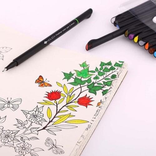 12PCS/Set 0.4 mm Color Professional Felt Tip Fine Hook Line Pen Drawing Art Painting Fiber Marker Pen Markers Sketch