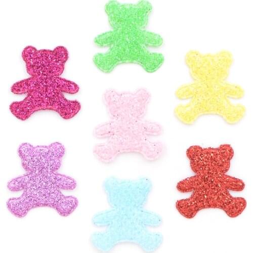 120Pcs/Lot Mix Colors Sew On Glitter Felt Fabric Patches for Clothes Bear Shape Applique for Scrapbooking Accessories K67