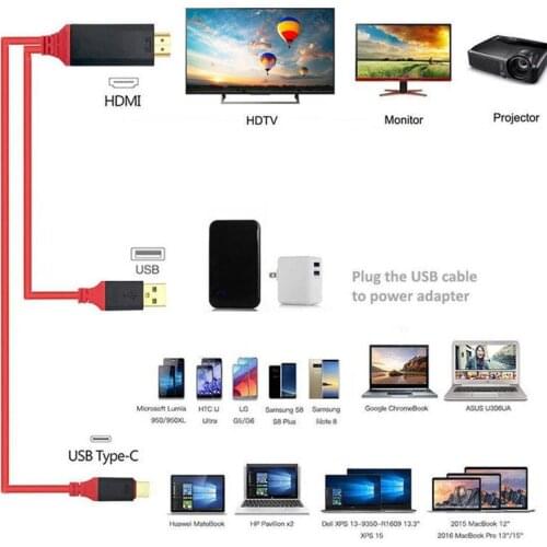 2M USB 3.1 USB C to Cable Type-C to Converter 4K 30Hz HD External Video Graphics Extend Cable/Adapter for Macbook HDTV