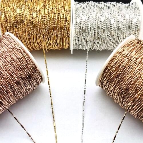 2Meters 1.5mm Ball Gold Chains for Jewelry Making DIY Bracelet Necklace Silver Chain Metal Copper Cable Chains Components Craft