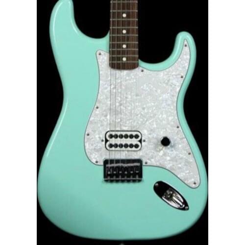 Top quality FDST-1097 light green color solid body white pickguard rosewood fretboard electric guitar, Free shipping