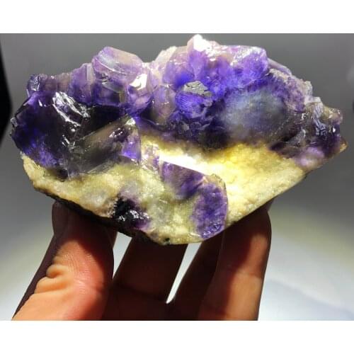 361.5gNatural dream purple blue fluorite mineral crystal home decoration, healing energy collection ornaments
