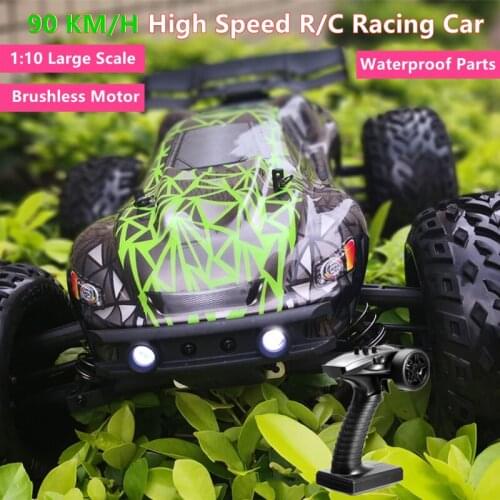 90KM/H High Speed RC Racing Car Brushless Motor 4WD 1:10 Large Scale Waterproof Parts Alloy Frame Drifting Head-up Wheel RC Toy