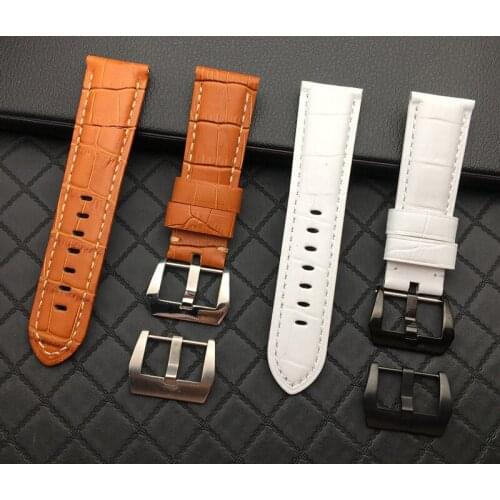 Bamboo Genuine Leather Watchband Classic Watch Band 22mm 24mm 26mm for Panerai Strap high quality Wristband tang buckle tools