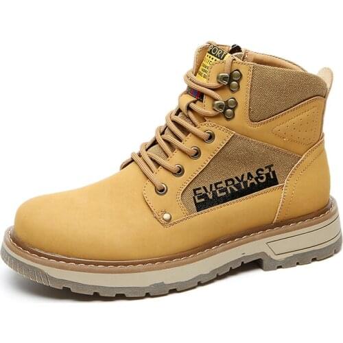 ZSAUAN Spring Autumn Men Genuine Cow Leather High Top Men Boot Vintage Russian Combat Safety Boots Yellow Men Army Shoes Outdoor