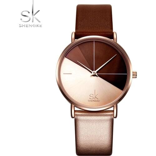 Shengke Womens Watches Irregular Creative Women Wrist Watch Fashion Leather Ladies Watch Women Watches Clock Mujer Mujer