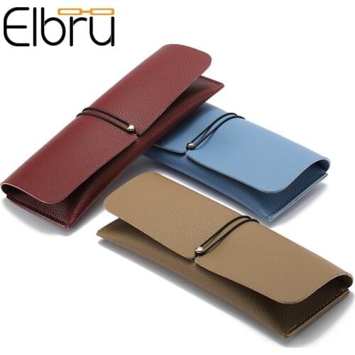 Elbru Sunglasses Case Fashion PU Leather Cover For Women Men Glasses Portable Drawstring Soft Box Cover Eyewear Accessories