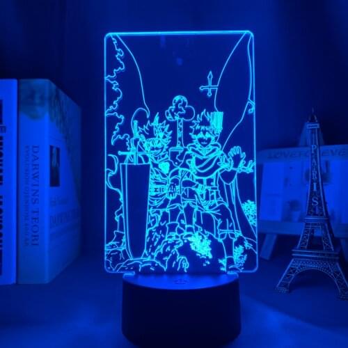 Black Clover Yuno and Asta Anime Led Light for Bedroom Decor Nightlight Kids Birthday Gift Manga Night Light Room Table 3d Lamp