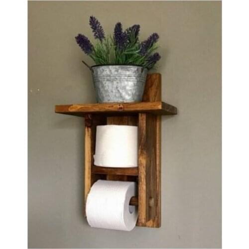 Wooden Shelf Toilet Paper Holder